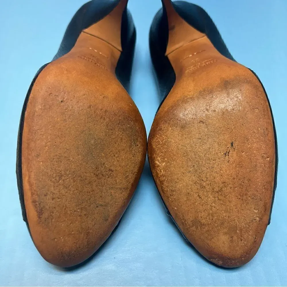 Miu Miu Calzature Donna Pebbled Leather Bow Stiletto Heels‎ Nero EU36 US6